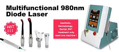 980nm Dental Laser 5 treatment heads available